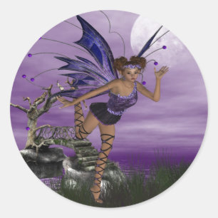 Paarse Fae Ronde Sticker