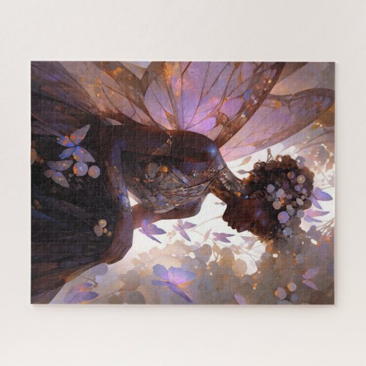 Paarse Fairy Afro-Amerikaanse Fantasy Art Legpuzzel (Horizontaal)