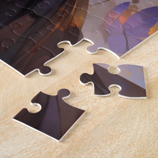 Paarse Fairy Afro-Amerikaanse Fantasy Art Legpuzzel (Zijkant)