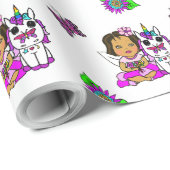 Paarse fairy, bloemen, botervliegen cadeaupapier (Rol Hoek)