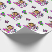 Paarse fairy, bloemen, botervliegen cadeaupapier (Hoek)