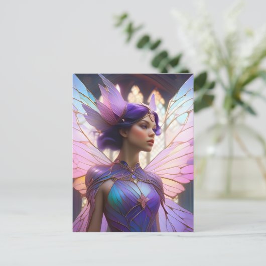 Paarse Fairy Briefkaart (Staand voorkant)