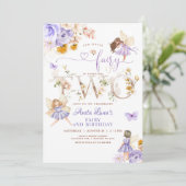 Paarse Fairy Butterfly Magische Bloemen 2e Verjaar Kaart (Staand voorkant)