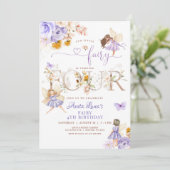 Paarse Fairy Butterfly Magische Bloemen 4e Verjaar Kaart (Staand voorkant)
