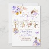 Paarse Fairy Butterfly Magische Bloemen 5e Verjaar Kaart (Voorkant)