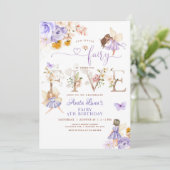 Paarse Fairy Butterfly Magische Bloemen 5e Verjaar Kaart (Staand voorkant)
