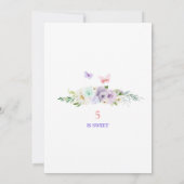 Paarse Fairy Butterfly Magische Bloemen 5e Verjaar Kaart (Achterkant)