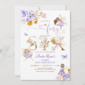 Paarse Fairy Butterfly Magische Bloemen 6e Verjaar Kaart (Voorkant)