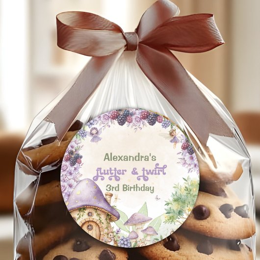 Paarse Fairy Derde Berry 3e verjaardag Ronde Sticker