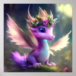 Paarse Fairy Dragon Poster