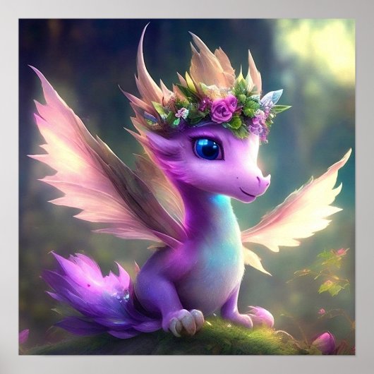 Paarse Fairy Dragon Poster (Voorkant)
