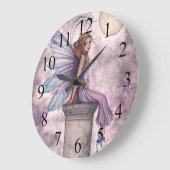 Paarse Fairy Fantasy Art Clock Grote Klok (Hoek)