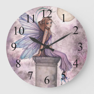Paarse Fairy Fantasy Art Clock Grote Klok