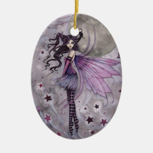 Paarse Fairy Fantasy Art van Molly Harrison Keramisch Ornament (Voorkant)