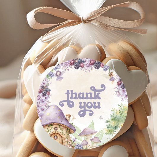 Paarse Fairy First Berry Eerste Verjaardag Bedankt Ronde Sticker