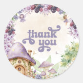 Paarse Fairy First Berry Eerste Verjaardag Bedankt Ronde Sticker (Voorkant)