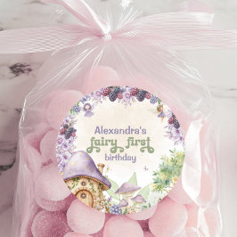 Paarse Fairy First Berry eerste verjaardag Ronde Sticker