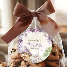 Paarse Fairy First Berry eerste verjaardag Ronde Sticker