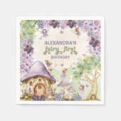 Paarse Fairy First Berry eerste verjaardag Servet (Voorkant)