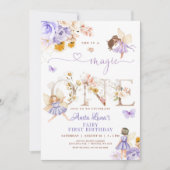 Paarse Fairy Magic ONE Verjaardag Vlinder Magisch Kaart (Voorkant)