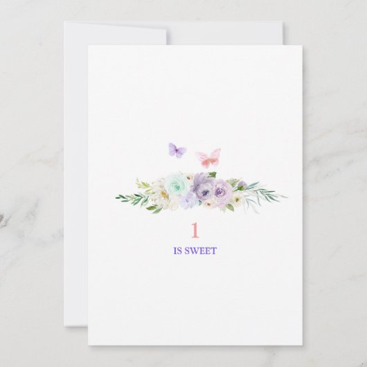 Paarse Fairy Magic ONE Verjaardag Vlinder Magisch Kaart (Achterkant)