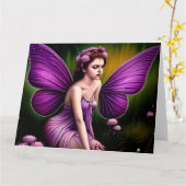 Paarse Fairy Magical Woodland Digital Art Card Kaart (Gele Bloem)
