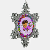 Paarse Fairy met Wand Whimsical Tin Sneeuwvlok Ornament (Links)