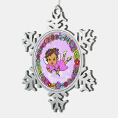 Paarse Fairy met Wand Whimsical Tin Sneeuwvlok Ornament (Rechts)