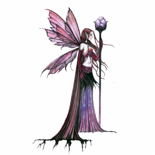 Paarse Fairy Photo Sculpture Ornament Staand Fotobeeldje (Voorkant)