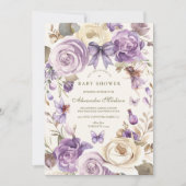 Paarse Fairy Woodland Girl Baby shower Kaart (Voorkant)