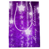 Paarse Falling Stars Holiday Gift Bag Medium Cadeauzakje (Voorkant)