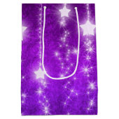 Paarse Falling Stars Holiday Gift Bag Medium Cadeauzakje (Achterkant)