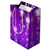 Paarse Falling Stars Holiday Gift Bag Medium Cadeauzakje (Achterkant Gekanteld)
