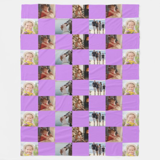 Paarse familie Collage Fotopatroongeblazen Fleece Deken (Voorkant)