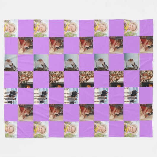 Paarse familie Collage Fotopatroongeblazen Fleece Deken (Voorkant (Horizontaal))