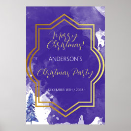 Paarse Familie Kerstfeest Gouden Lijst Poster