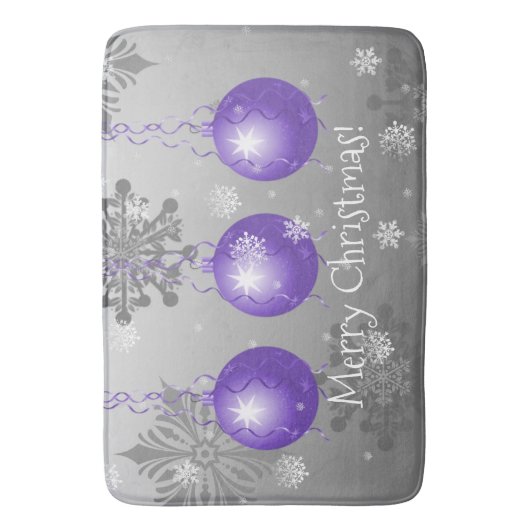 Paarse Fancy kerstsieraad Bath Mat (Voorkant Verticaal)
