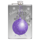 Paarse Fancy kerstsierkolf Heupfles (Voorkant)