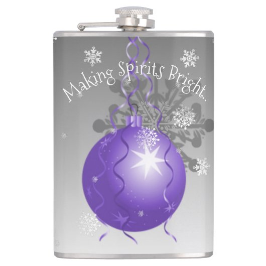 Paarse Fancy kerstsierkolf Heupfles (Voorkant)