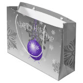 Paarse Fancy kerstsiertas met cadeau Groot Cadeauzakje (Achterkant Gekanteld)