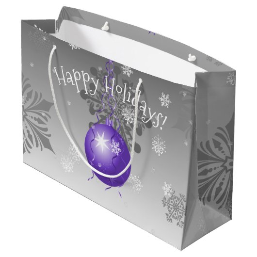 Paarse Fancy kerstsiertas met cadeau Groot Cadeauzakje (Achterkant Gekanteld)