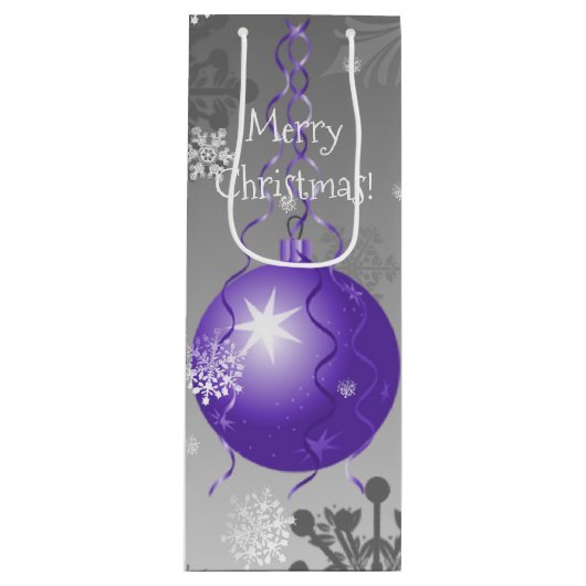 Paarse Fancy kerstsiertas met cadeau Wijn Cadeautas (Voorkant)