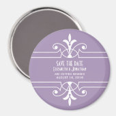 Paarse Fancy Ornamental Save the Date Magnet (Voorkant / Achterkant)