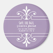 Paarse Fancy Ornamental Save the Date Magnet (Voorkant)