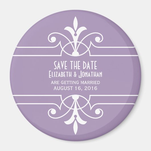 Paarse Fancy Ornamental Save the Date Magnet (Voorkant)