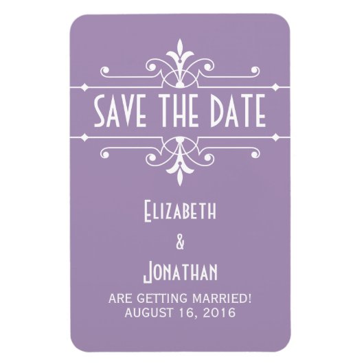 Paarse Fancy Ornamental Save the Date Magnet Magneet (Verticaal)
