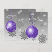 Paarse Fancy uitnodiging voor kerstfeestdagen (Voorkant / Achterkant)