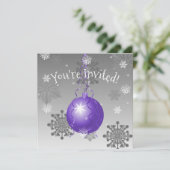 Paarse Fancy uitnodiging voor kerstfeestdagen (Staand voorkant)