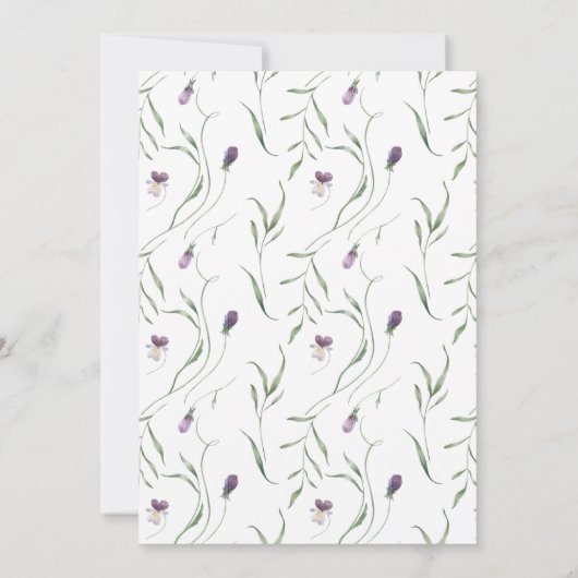 Paarse Fantasie Bloemige Huwelijks Uitnodiging (Achterkant)