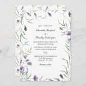 Paarse Fantasie Bloemige Huwelijks Uitnodiging (Voorkant / Achterkant)